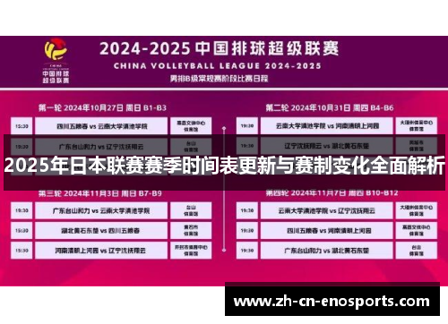 2025年日本联赛赛季时间表更新与赛制变化全面解析